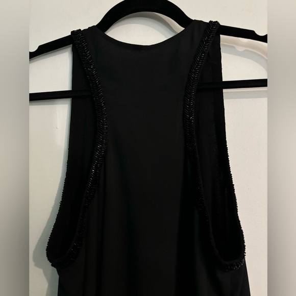 Rachel Roy Womens Medium Black Racerback Tank Knee Length Dress Bugle Beads - Picture 5 of 9